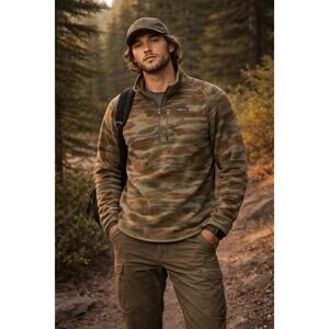 Patagonia Better Sweater 1/4 Zip Green Camo BWSK Fleece Men L Gorpcore STY25523